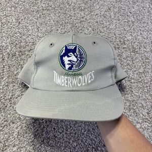Vintage Minnesota Timberwolves Hat Cap Snap Back One Size Gray NBA Twins 90s